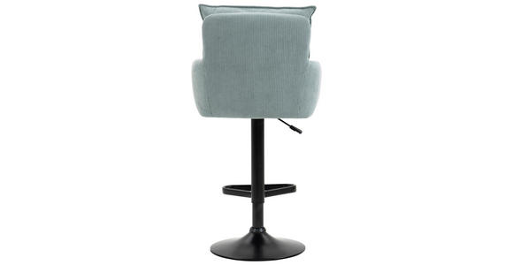 BARHOCKER Cord Schwarz, Hellblau Eisen Stoffauswahl, Sitzfläche 360° drehbar, inklusive Armlehnen - Schwarz/Hellblau, Design, Textil/Metall (54/98-120/58cm) - Novel