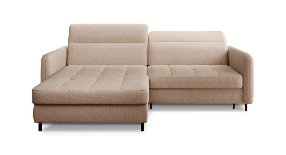 ECKSOFA in Velours Creme  165/228 cm  - Creme/Schwarz, Design, Textil/Metall (165/228cm) - MID.YOU