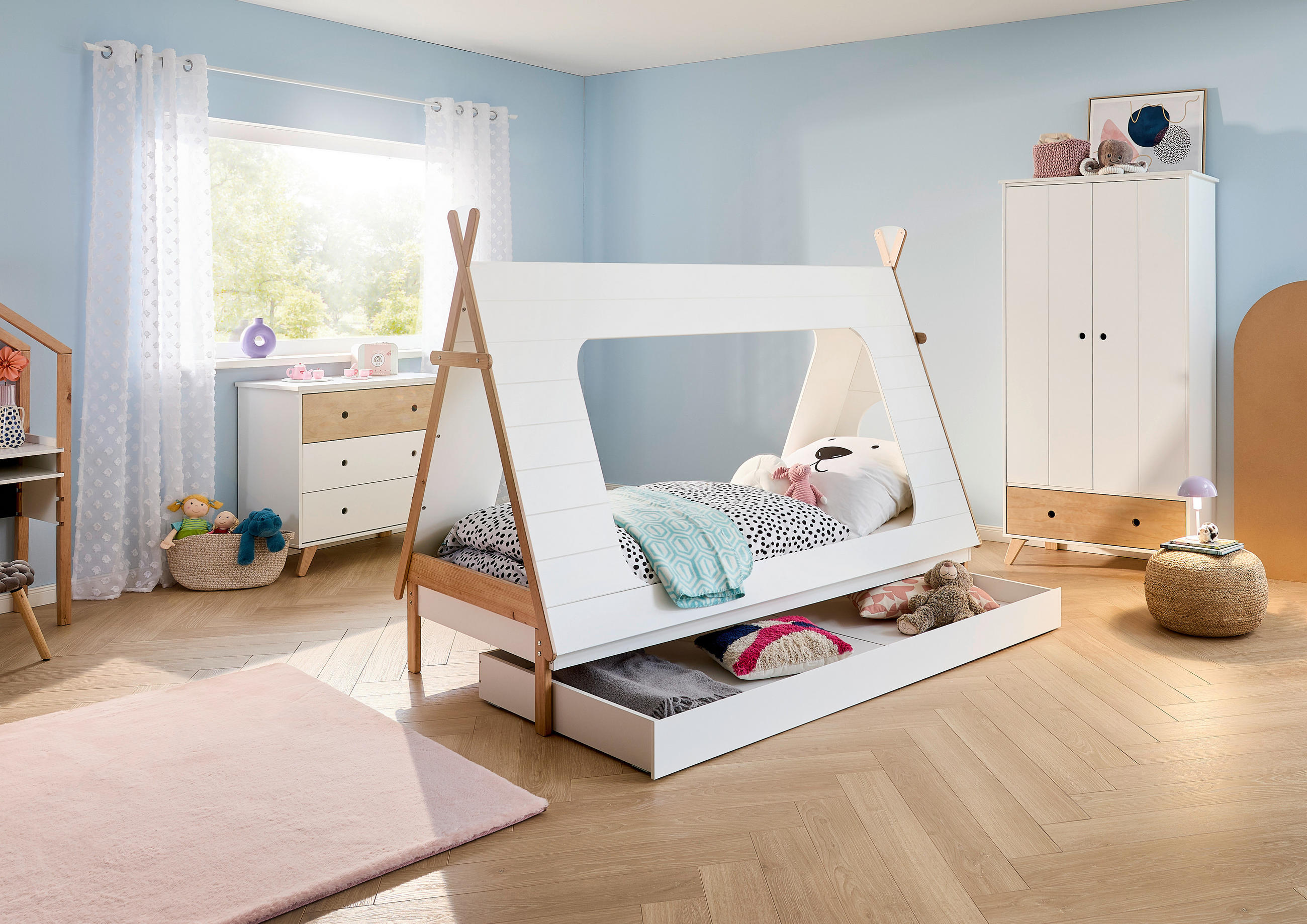 BETTSCHUBKASTEN Weiß  - Weiß, Design, Holzwerkstoff/Kunststoff (204,8/95,1/16cm) - home24