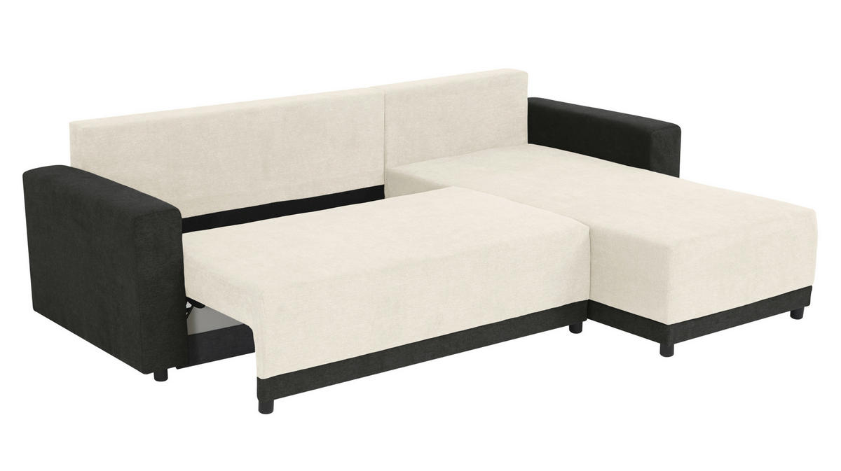 ECKSOFA Anthrazit, Creme Mikrofaser  - Anthrazit/Creme, Design, Kunststoff/Textil (178/248cm) - MID.YOU
