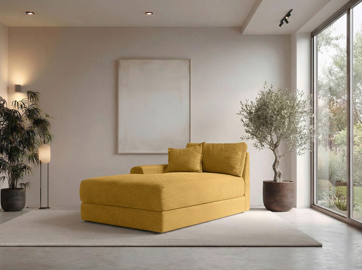 BIGSOFA Cord Senfgelb  - Senfgelb/Schwarz, MODERN, Kunststoff/Textil (117/93/190cm) - Carryhome