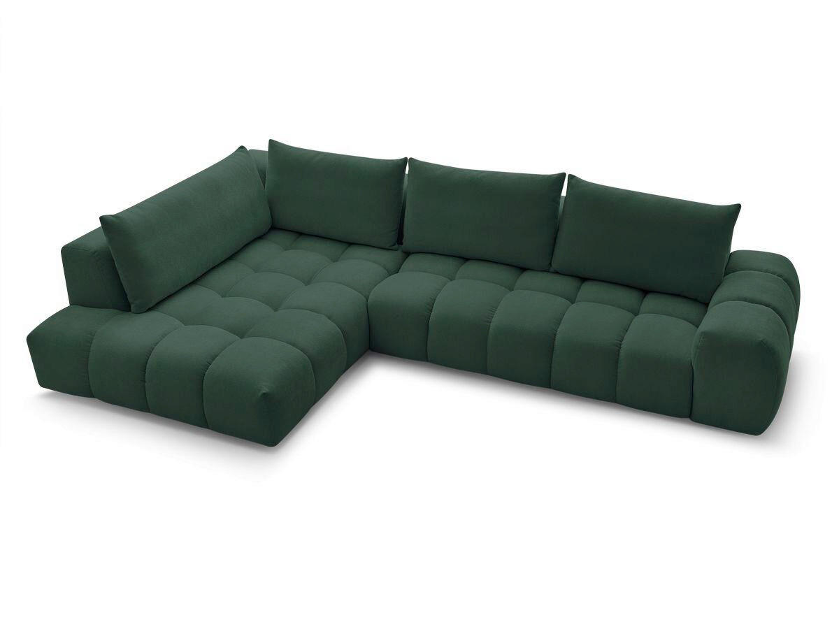ECKSOFA Ottomane links  EVEREST Grün Struktur  - Schwarz/Grün, MODERN, Kunststoff/Textil (210/352cm) - Livetastic