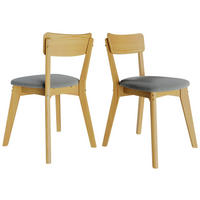 SET DE SCAUNE in lemn, textil culoare natur  - culoare natur/gri, Modern, lemn/textil (51,5/80,5/49cm) - MID.YOU