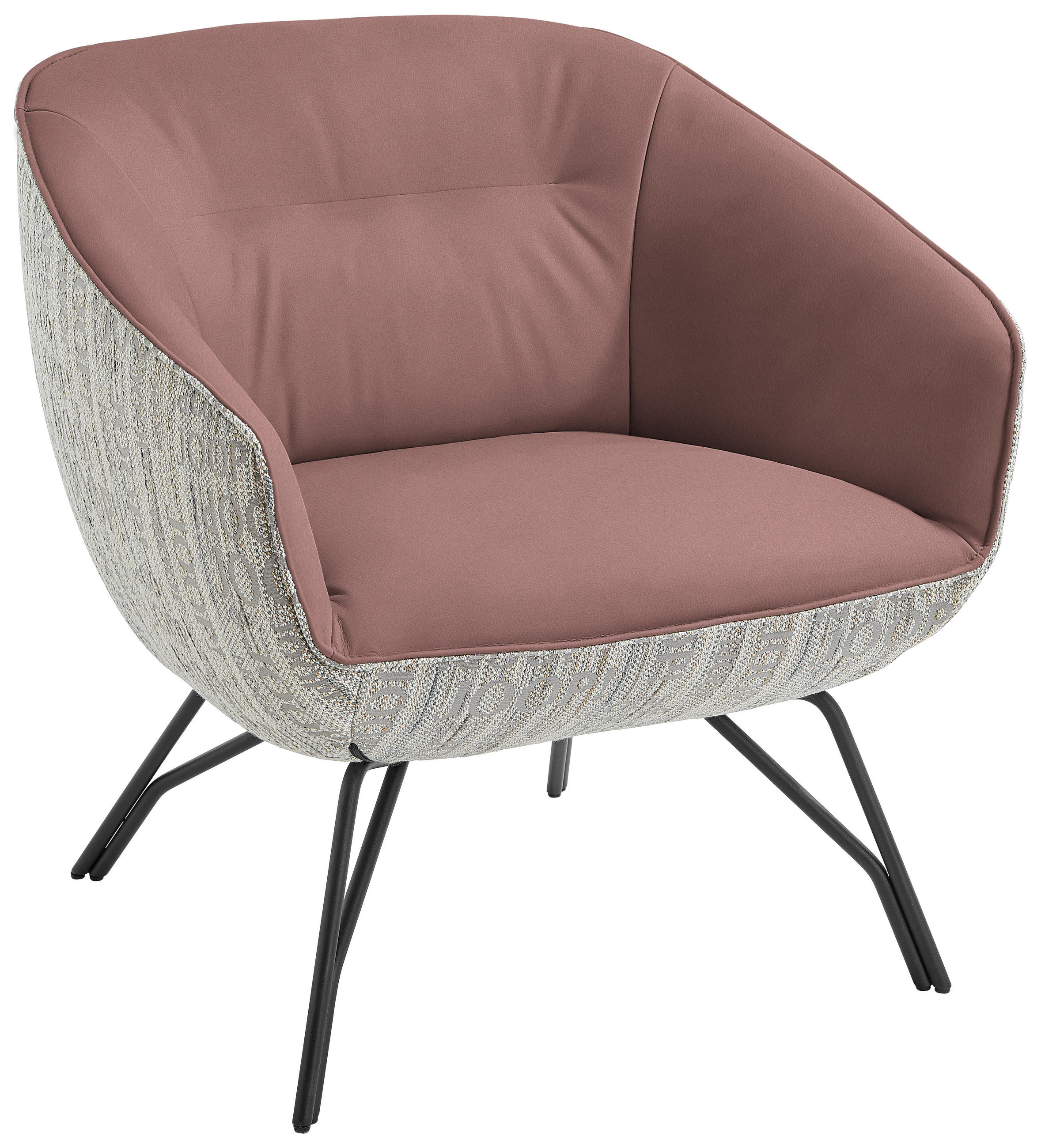 COCKTAILSESSEL in Struktur Echtleder Grau, Beere  - Beere/Anthrazit, Design, Leder/Textil (76/80/73cm) - Joop!