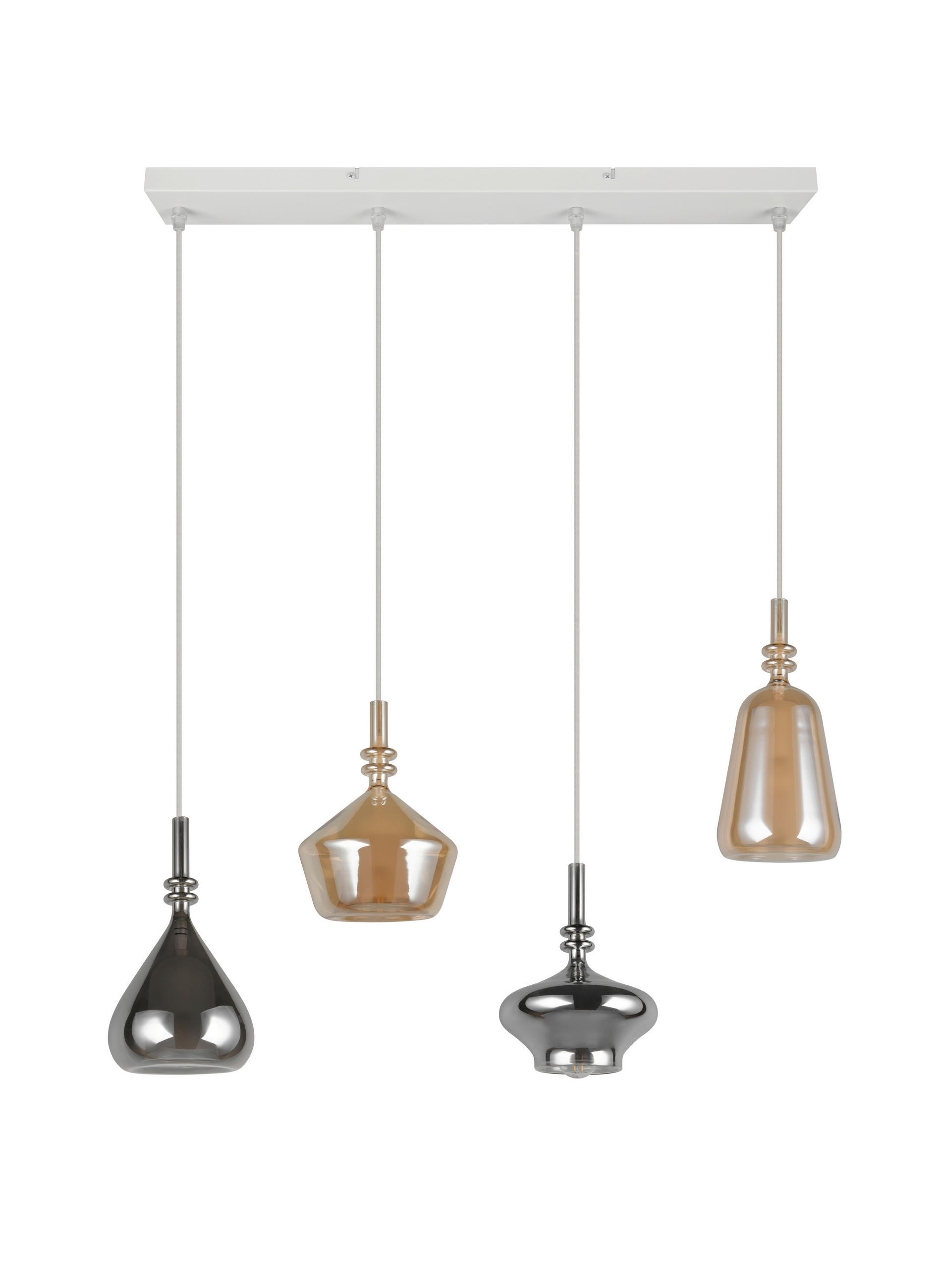 PENDELLEUCHTE ALDEA 65/9/200 cm  - Chromfarben/Hellbraun, Trend, Glas/Metall (65/9/200cm) - Trio Leuchten