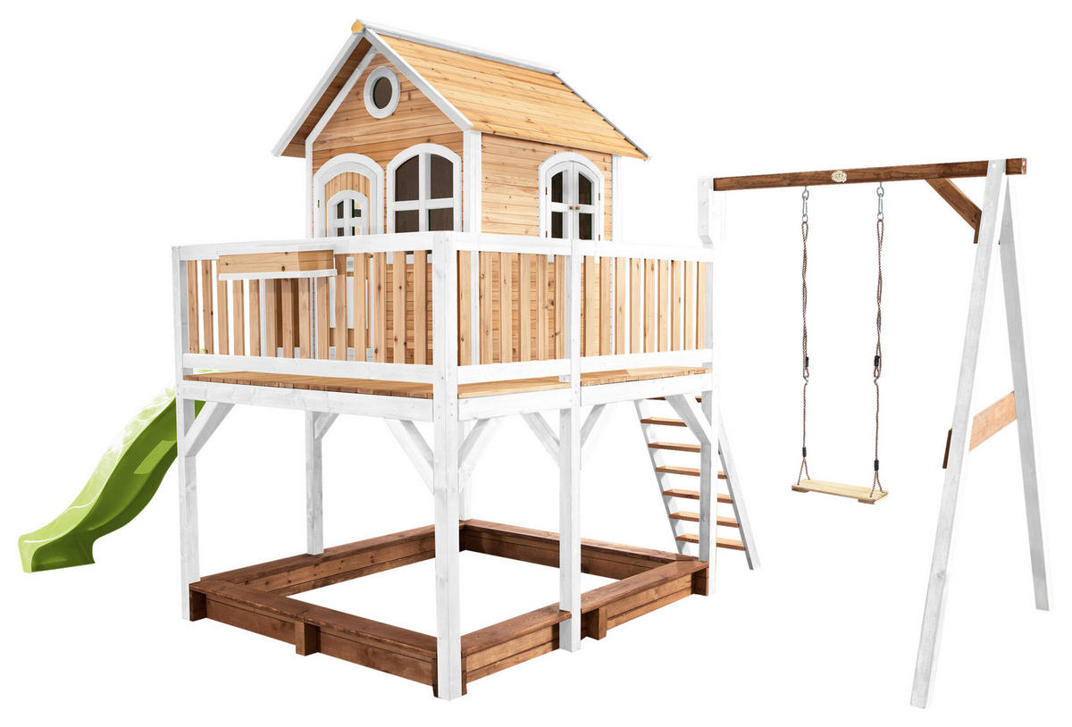 SPIELTURM 541/291/277 cm  - Braun/Weiß, KONVENTIONELL, Holz/Kunststoff (541/291/277cm) - Ambia Garden