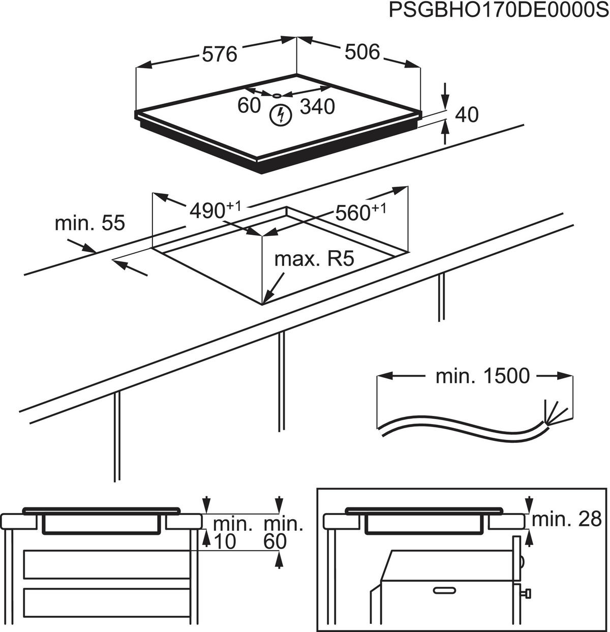 GLASKERAMIKKOCHFELD LRR6436M  - Schwarz, Basics, Glas/Metall (57,6/3,8/50,6cm) - Electrolux