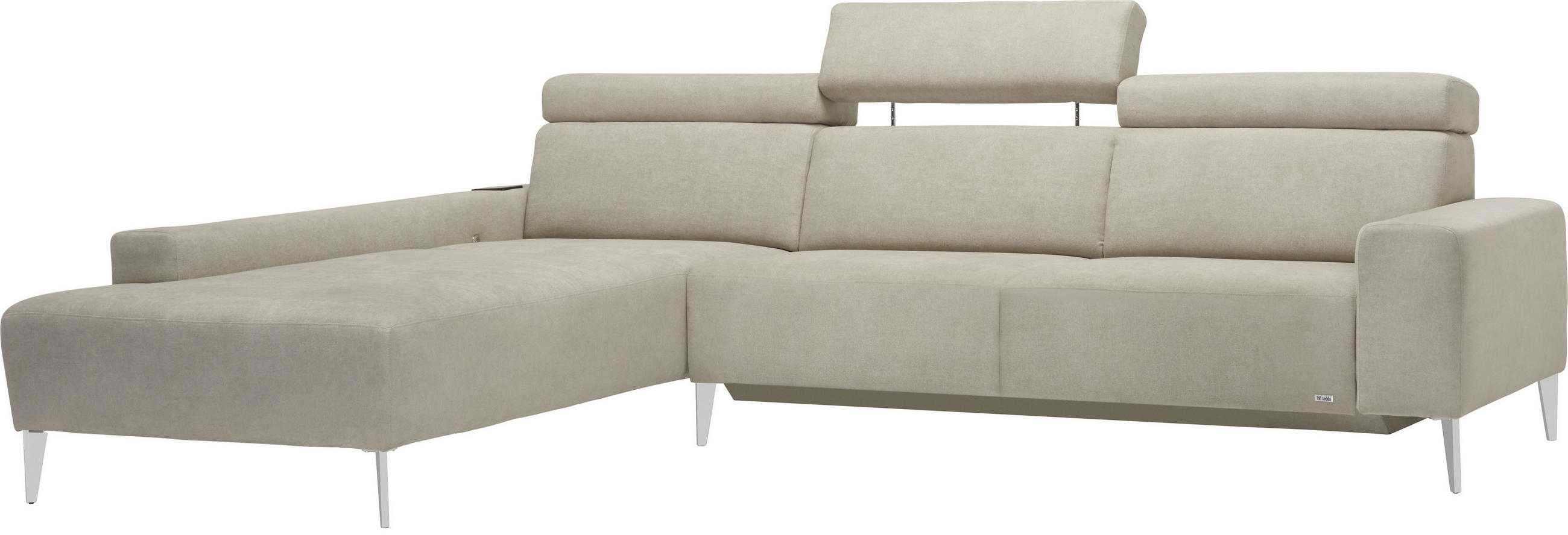 ECKSOFA in Chenille Naturfarben  205/288 cm  - Alufarben/Naturfarben, Design, Textil (205/288cm) - Sedda