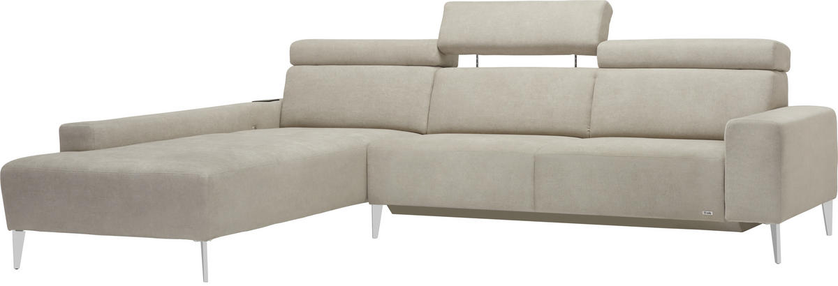ECKSOFA Naturfarben Chenille  - Alufarben/Naturfarben, Design, Textil (205/288cm) - Sedda