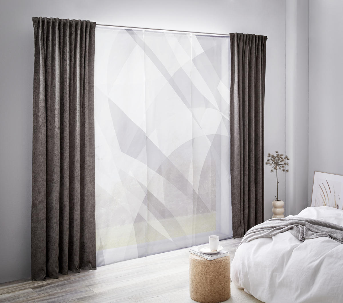 PANELGARDIN  - silver/antracit, Design, textil (60/245cm) - Novel