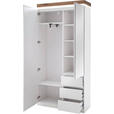 GARDEROBE 5-teilig  in 285/198/38 cm  - Eichefarben/Weiß, Design, Glas/Holz (285/198/38cm) - Novel