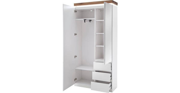 GARDEROBE 5-teilig  in 285/198/38 cm  - Eichefarben/Weiß, Design, Glas/Holz (285/198/38cm) - Novel