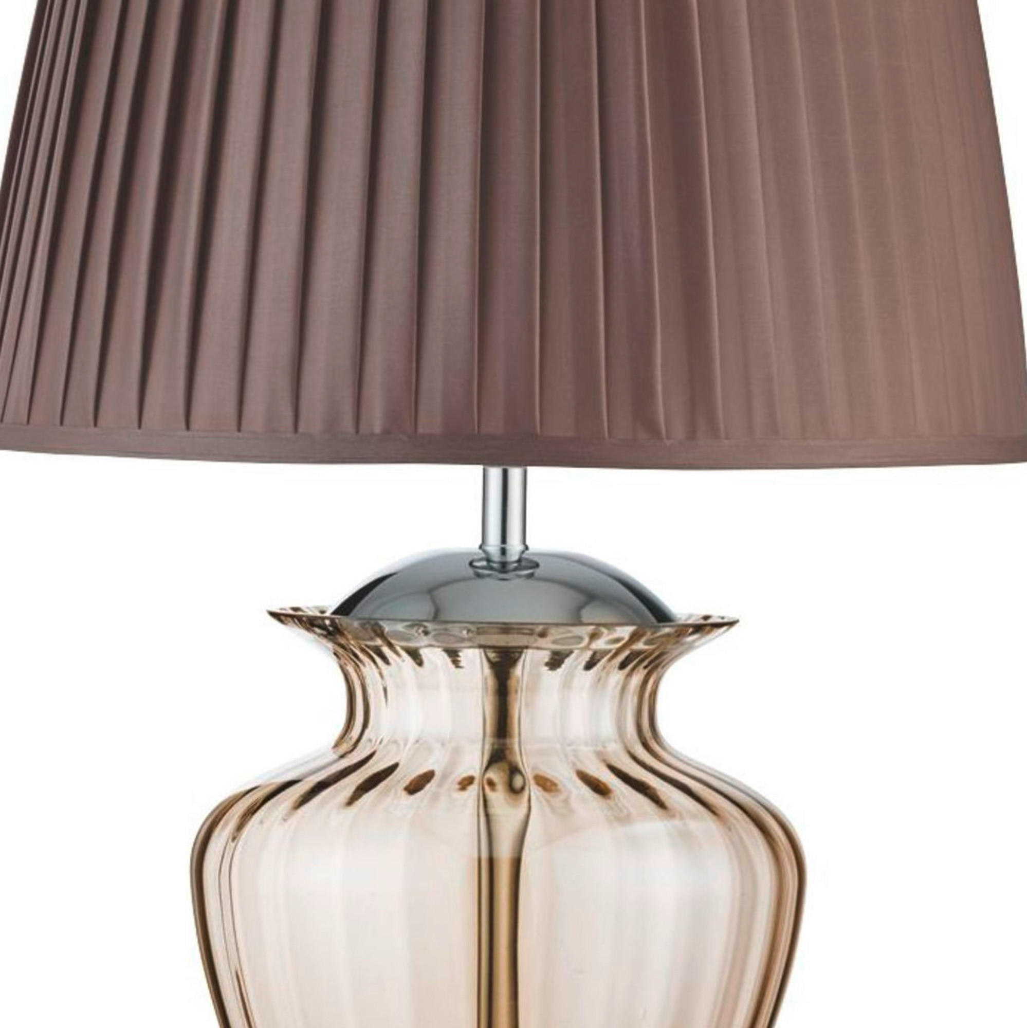 TISCHLEUCHTE 42/69 cm   - Chromfarben/Bernsteinfarben, KONVENTIONELL, Glas/Textil (42/69cm)