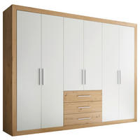 DREHTÜRENSCHRANK  in Weiß, Eichefarben  - Eichefarben/Silberfarben, KONVENTIONELL (289/225/59cm) - MID.YOU