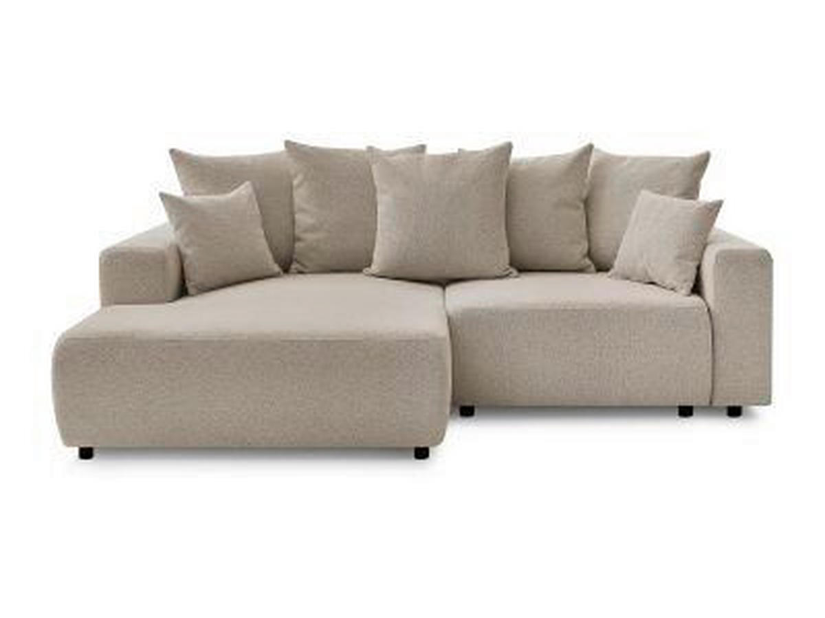 ECKSOFA Ottomane links  ATILLA Taupe Flachgewebe  - Taupe/Schwarz, MODERN, Kunststoff/Textil (149/244cm)
