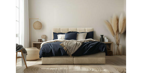 BOXSPRINGBETT 140/200 cm in Creme - Creme/Schwarz, Design, Kunststoff/Textil (140/200cm) - Esposa