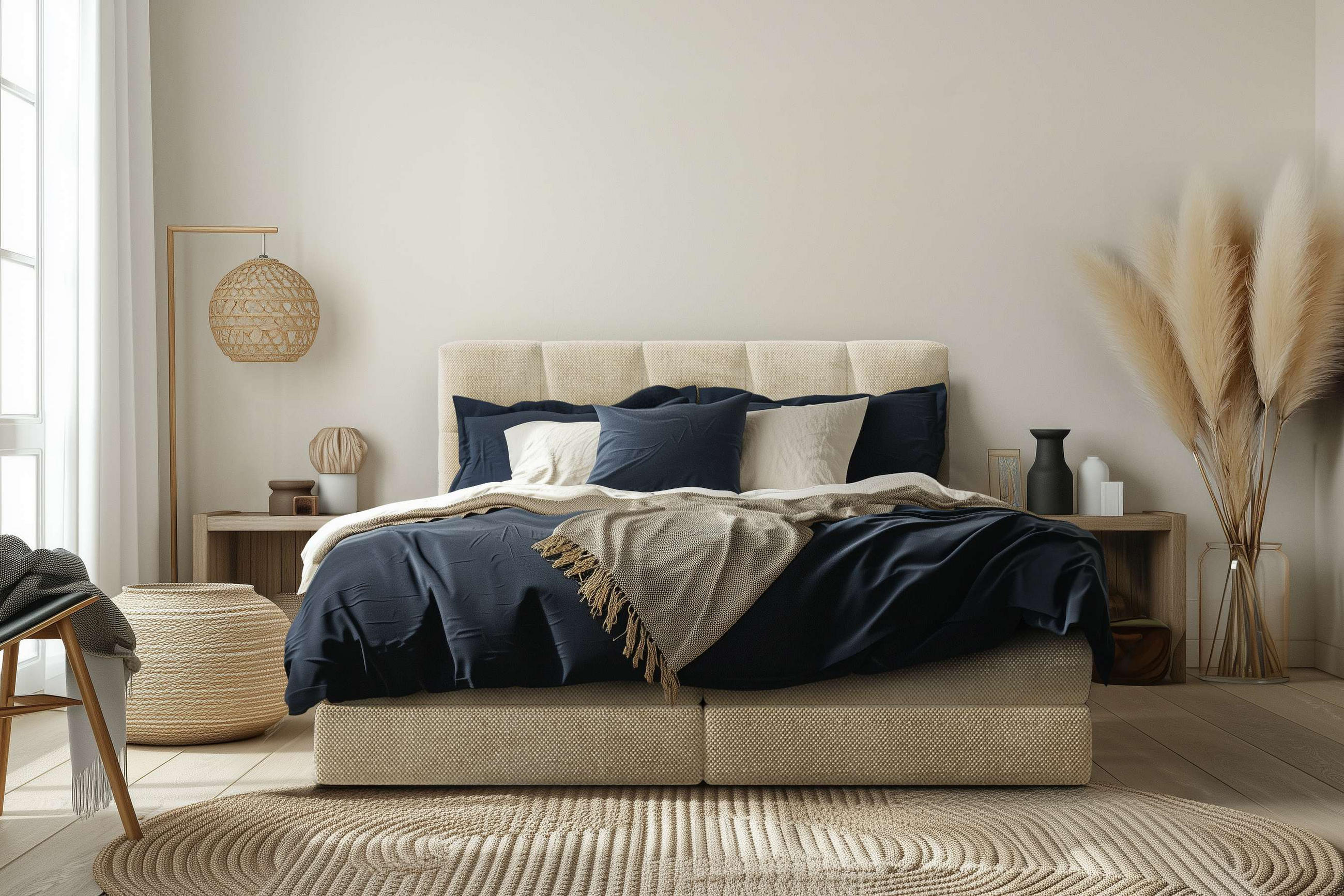 BOXSPRINGBETT 160/200 cm  in Creme  - Creme/Schwarz, Design, Kunststoff/Textil (160/200cm) - Esposa