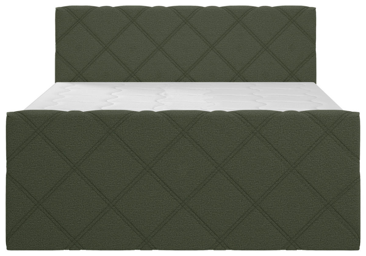 BOXSPRINGBETT 180/200 cm  in Dunkelgrün  - Dunkelgrün/Grau, KONVENTIONELL, Textil (180/200cm) - Esposa