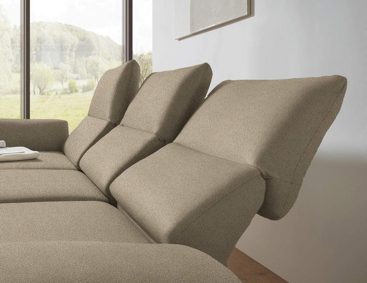 ECKSOFA  in Flachgewebe Hellbraun  175-224/255-365 cm  - Hellbraun/Schwarz, Design, Textil/Metall (175-224/255-365cm) - Dieter Knoll