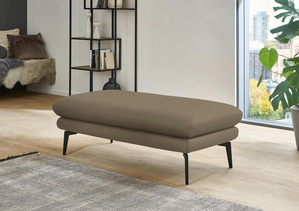 ECKSOFA in Echtleder Beige  - Beige/Schwarz, Design, Leder/Metall (180/310cm) - Dieter Knoll
