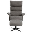 RELAXSESSELSET Mikrofaser Relaxfunktion, Hocker    - Schwarz/Grau, Design, Textil/Metall (81/105,5/86,5cm) - Xora