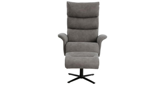 RELAXSESSELSET Mikrofaser Relaxfunktion, Hocker    - Schwarz/Grau, Design, Textil/Metall (81/105,5/86,5cm) - Xora