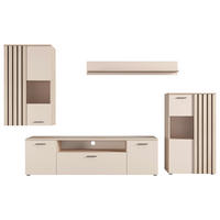 WOHNWAND  in Eichefarben, Kaschmir  290/190/40 cm   - Kaschmir/Eichefarben, MODERN, Glas/Holzwerkstoff (290/190/40cm) - Hom`in