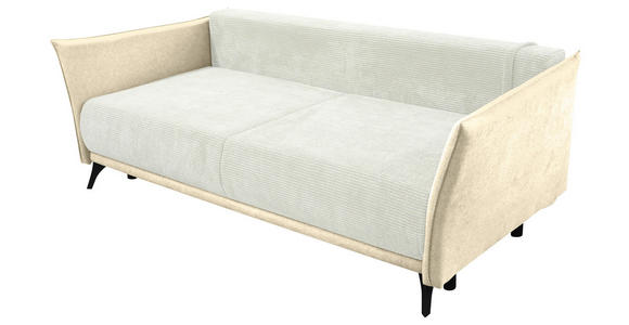 SCHLAFSOFA  mit Liegefunktion, Rücken echt Cord, Flachgewebe Creme, Weiß  - Creme/Schwarz, KONVENTIONELL, Textil/Metall (223/72/100cm) - Carryhome