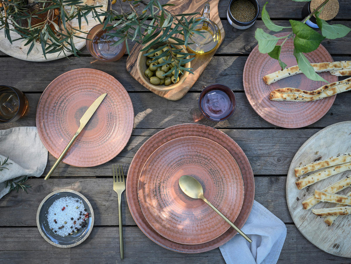 TAFELSERVICE Braun, Terracotta Neapel Terra 12-teilig  - Terracotta/Braun, Basics, Keramik - Creatable
