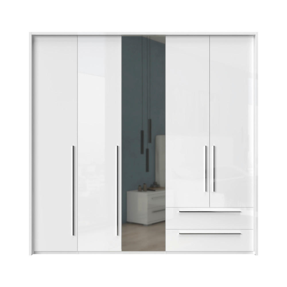 ORMAR SA KLASIČNIM VRATIMA bela, bela visoki sjaj  232/226/60 cm  - bela visoki sjaj/bela, Dizajnerski, metal/pločasti materijal (232/226/60cm)