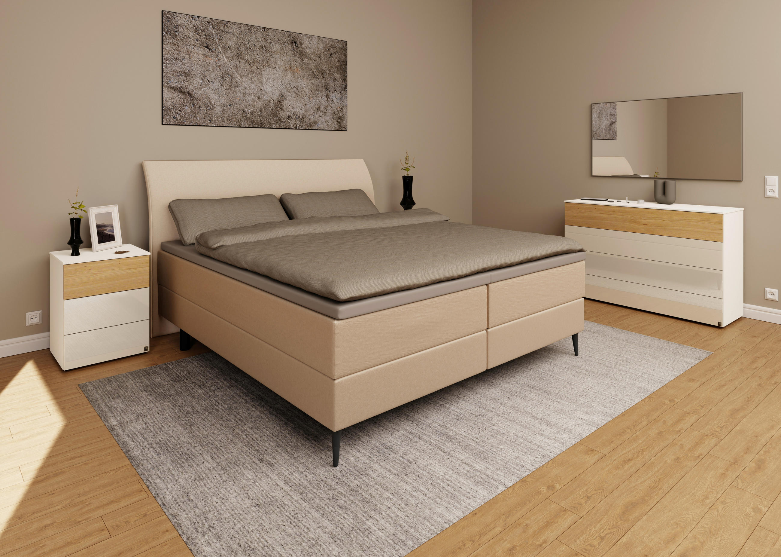 BOXSPRINGBETT 180/200 cm  in Beige  - Anthrazit/Beige, KONVENTIONELL, Kunststoff/Textil (180/200cm) - Musterring