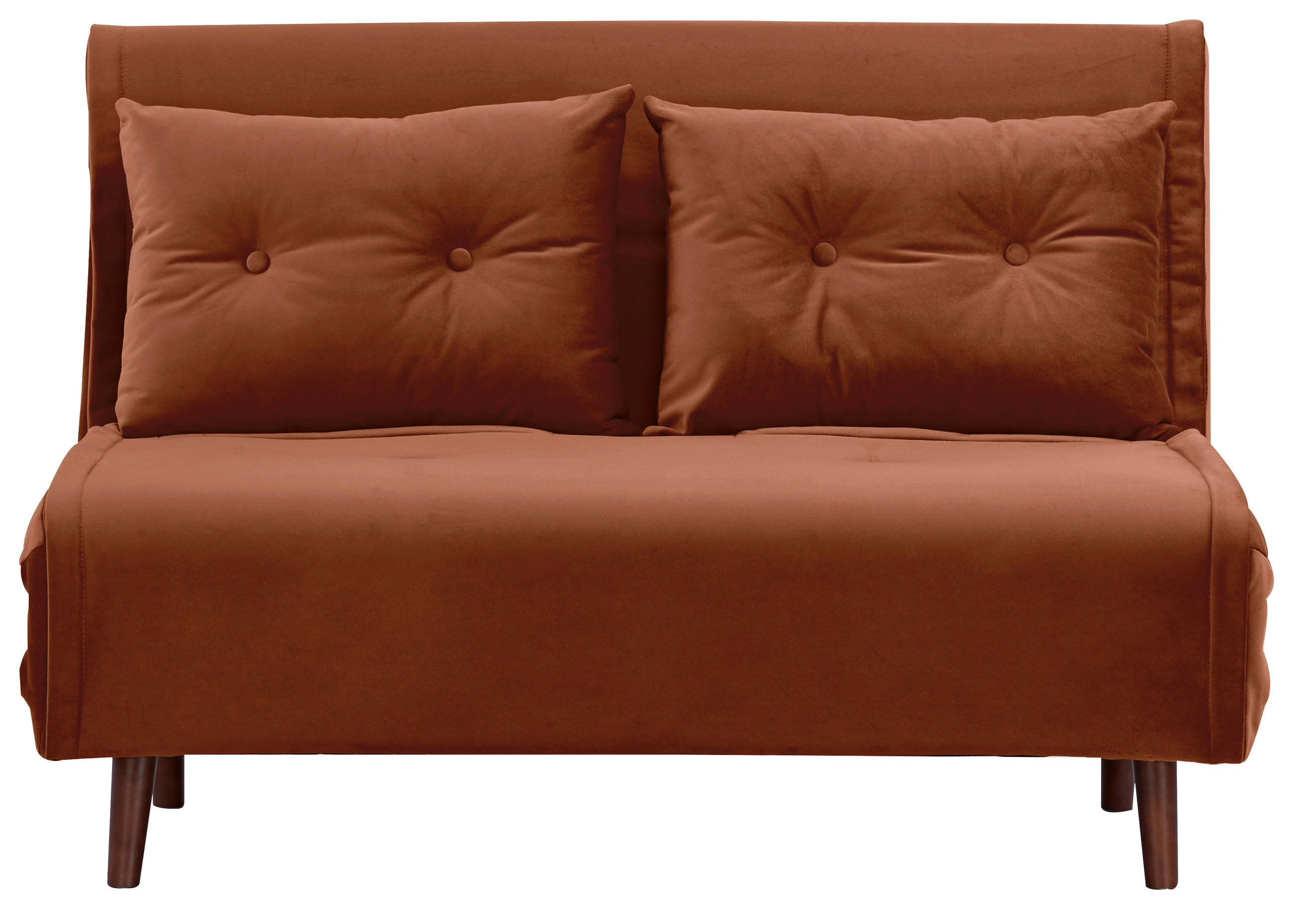 SCHLAFSOFA Samt Orange  - Birkefarben/Orange, Design, Holz/Textil (122/81/88cm) - Livetastic