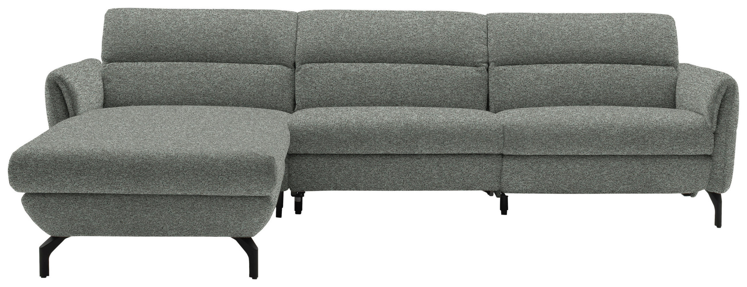 ECKSOFA Graublau Chenille  - Graublau/Schwarz, Design, Textil/Metall (187/299cm) - Schöner Wohnen