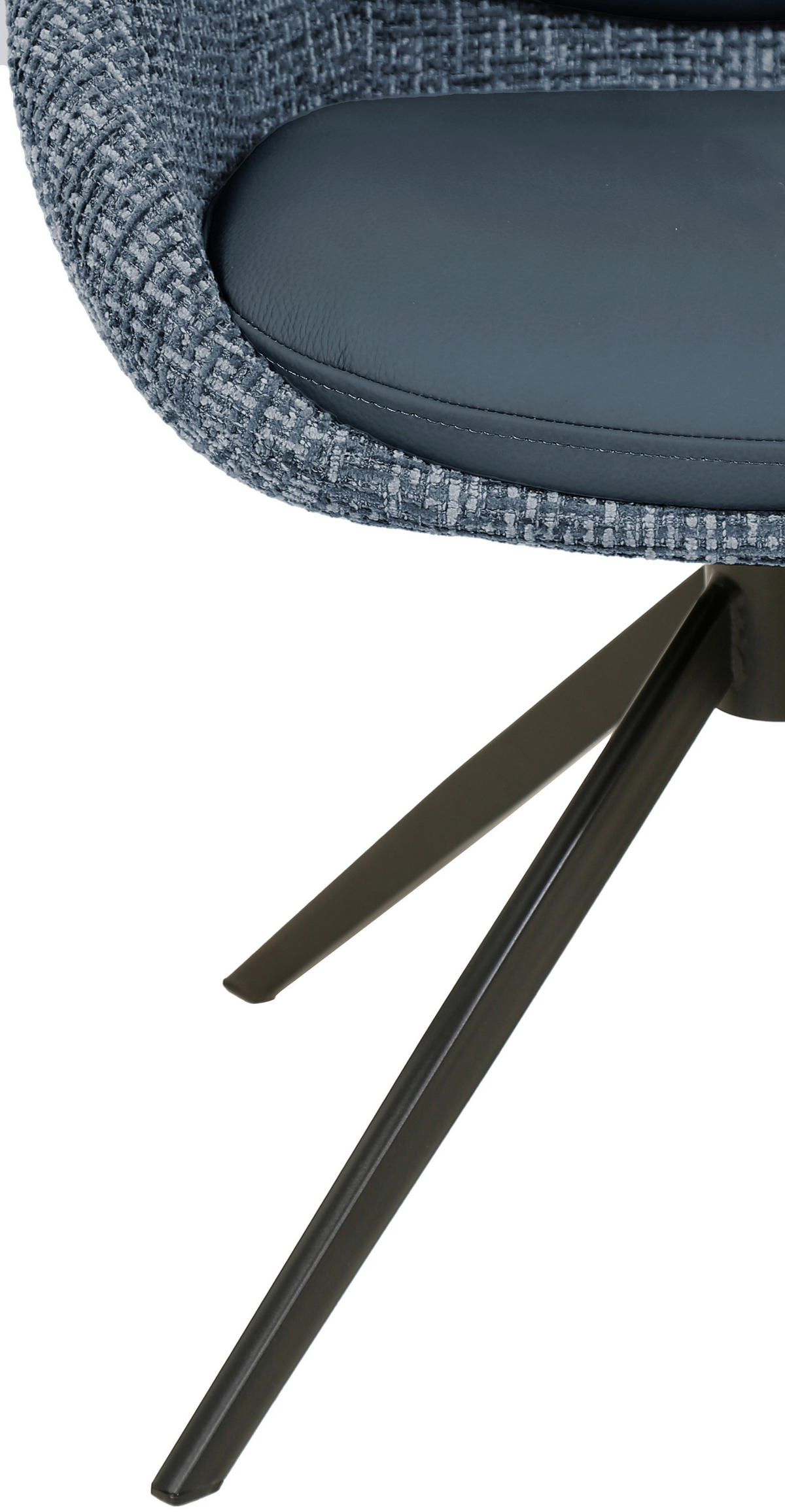 ARMLEHNSTUHL  in Eisen Leinenoptik Echtleder pigmentiert  - Blau/Schwarz, Design, Leder/Textil (60/80,5/62cm) - Novel
