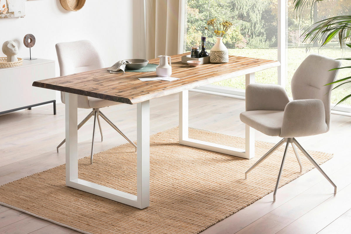 ESSTISCH in Holz 180/90/75 cm   - Weiß/Naturfarben, MODERN, Holz/Metall (180/90/75cm) - Livetastic