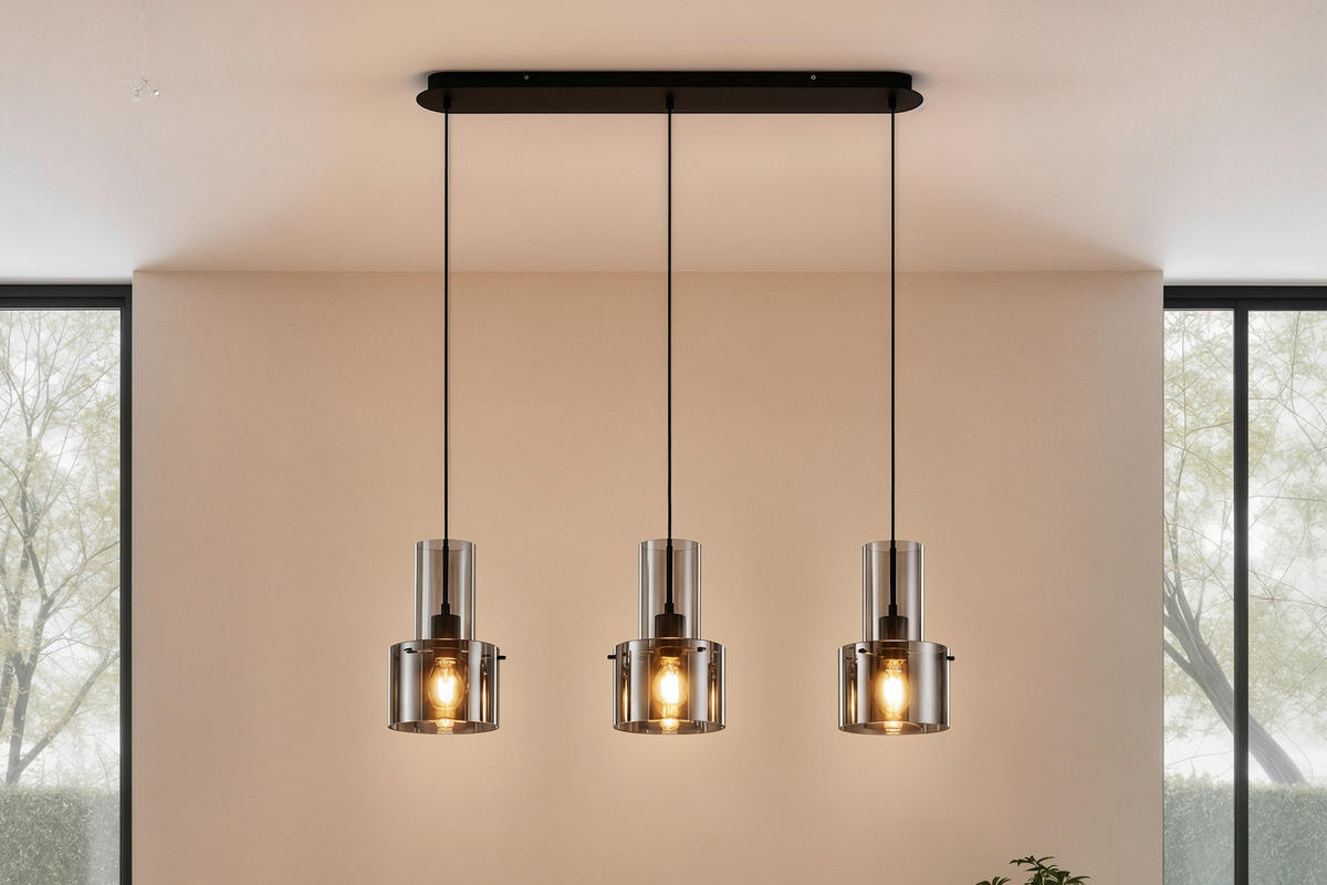 Lustră 97/18/150 cm  - gri închis, Design, sticlă/metal (97/18/150cm) - Dieter Knoll