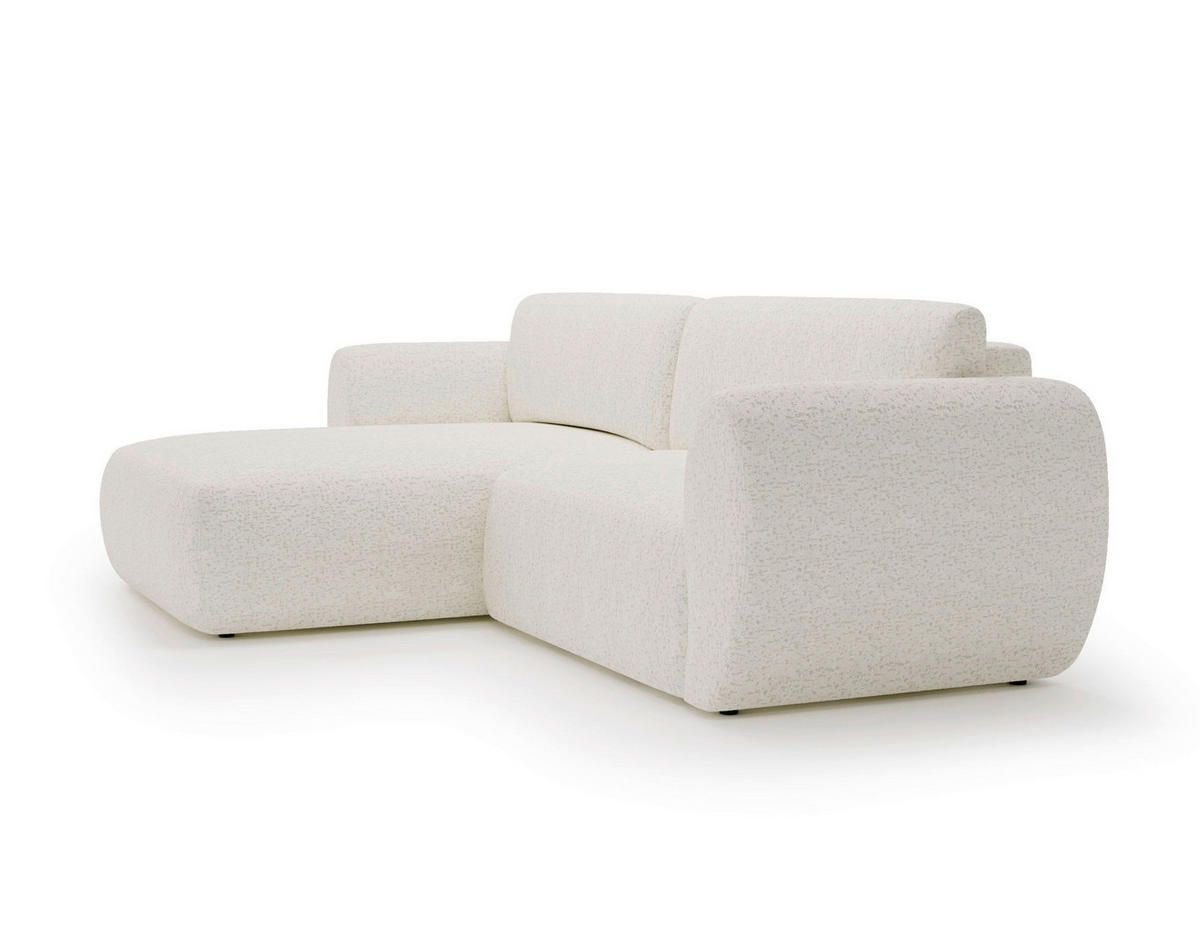 ECKSOFA SOLIS in Chenille Creme  170/288 cm  - Creme/Schwarz, Design, Kunststoff/Textil (170/288cm) - Livetastic