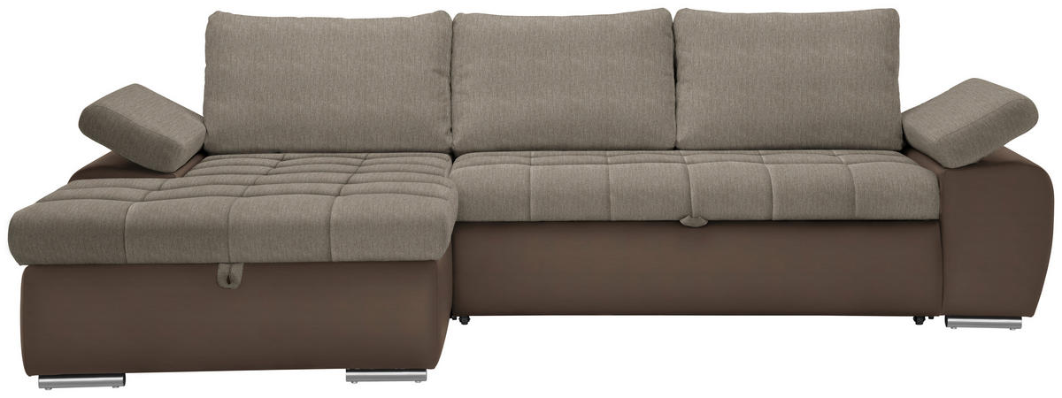 ECKSOFA Schlammfarben, Beige Flachgewebe  - Schlammfarben/Beige, Design, Kunststoff/Textil (175/271cm) - MID.YOU