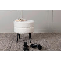 HOCKER Teddystoff Weiß, Schwarz  - Schwarz/Weiß, Design, Textil/Metall (40/40/40cm) - Livetastic