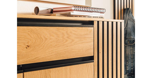 GARDEROBE 3-teilig in 150/200/30 cm - Eichefarben/Schwarz, Design, Holz/Holzwerkstoff (150/200/30cm) - Moderano