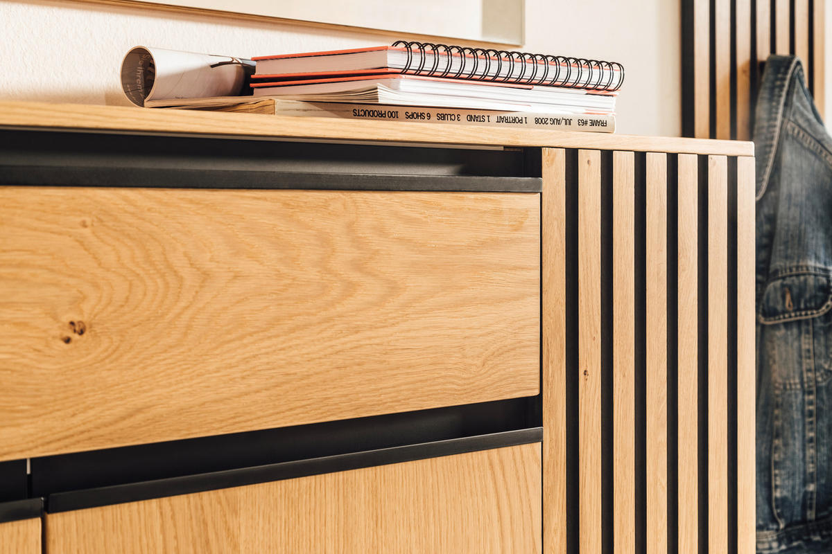 GARDEROBE 3-teilig  in 150/200/30 cm  - Eichefarben/Schwarz, Design, Holz/Holzwerkstoff (150/200/30cm) - Moderano