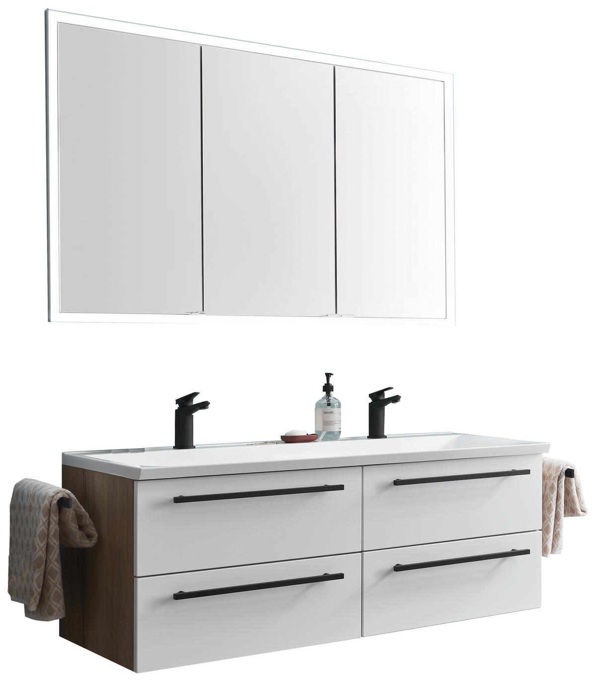 BADEZIMMER  in 125,1 cm  - Eichefarben/Weiß, MODERN, Holzwerkstoff (125,1cm) - Novel