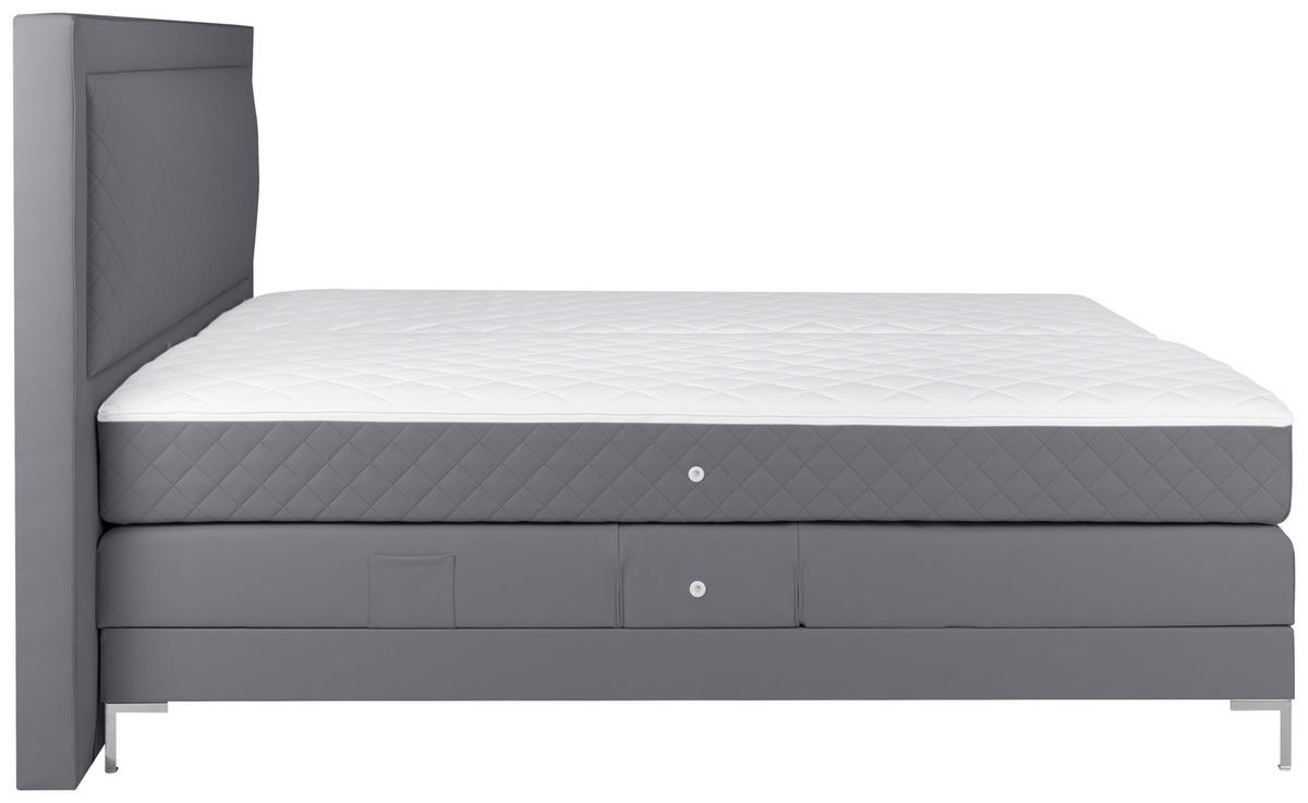 BOXSPRINGBETT 180/200 cm  in Grau  - Alufarben/Grau, Design, Textil/Metall (180/200cm) - Welnova