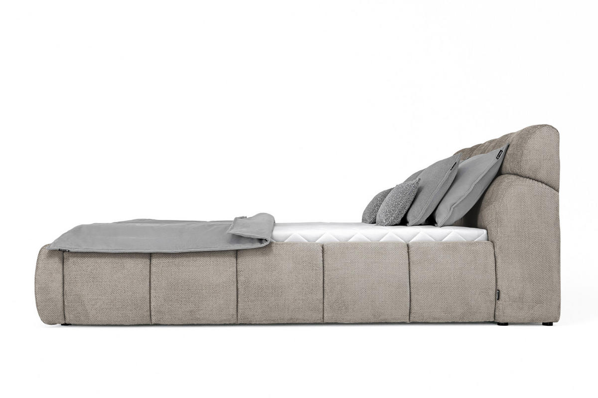 POLSTERBETT 180/200 cm  in Hellbraun  - Hellbraun/Schwarz, Design, Kunststoff/Textil (180/200cm) - Esposa