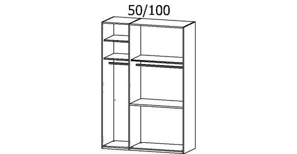 KLEIDERSCHRANK 3-türig Graphitfarben, Eichefarben  - Eichefarben/Graphitfarben, KONVENTIONELL, Glas/Holzwerkstoff (151/223/62cm) - Xora