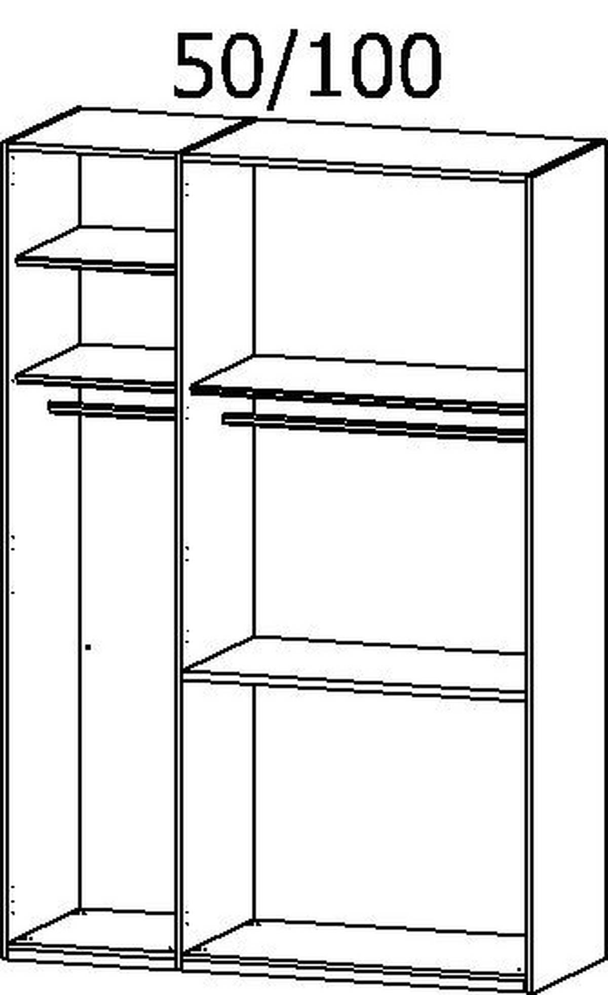 KLEIDERSCHRANK in Graphitfarben, Eichefarben  - Eichefarben/Graphitfarben, Konventionell, Glas/Holzwerkstoff (151/223/62cm) - Xora