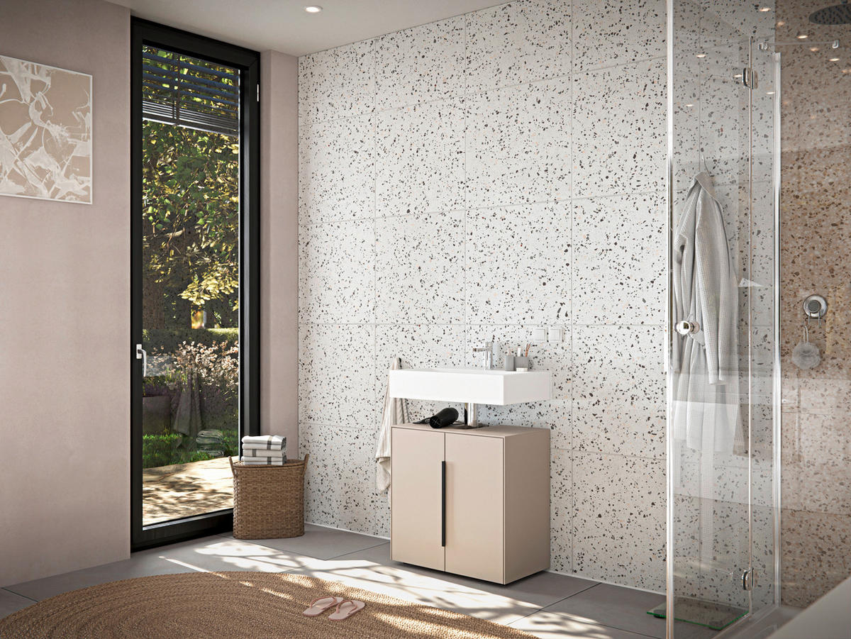 WASCHBECKENUNTERSCHRANK 60/60/33 cm  - Kaschmir/Schwarz, Design, Holzwerkstoff/Kunststoff (60/60/33cm) - home24