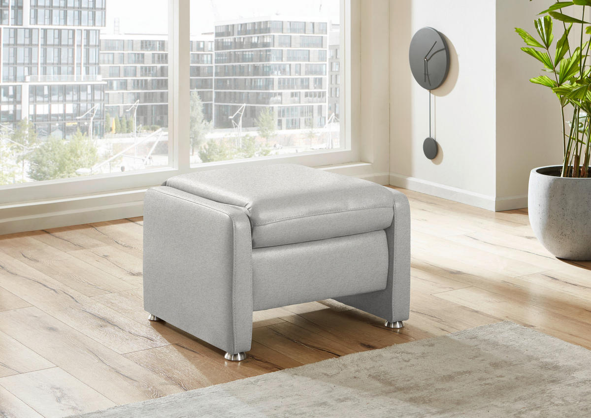HOCKER in Textil Ecru  - Ecru/Alufarben, KONVENTIONELL, Textil/Metall (67/44/58cm) - Beldomo Comfort