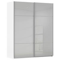 SCHWEBETÜRENSCHRANK Grau, Weiss  - Weiss/Alufarben, Konventionell, Glas/Holzwerkstoff (201/223/67cm) - Novel