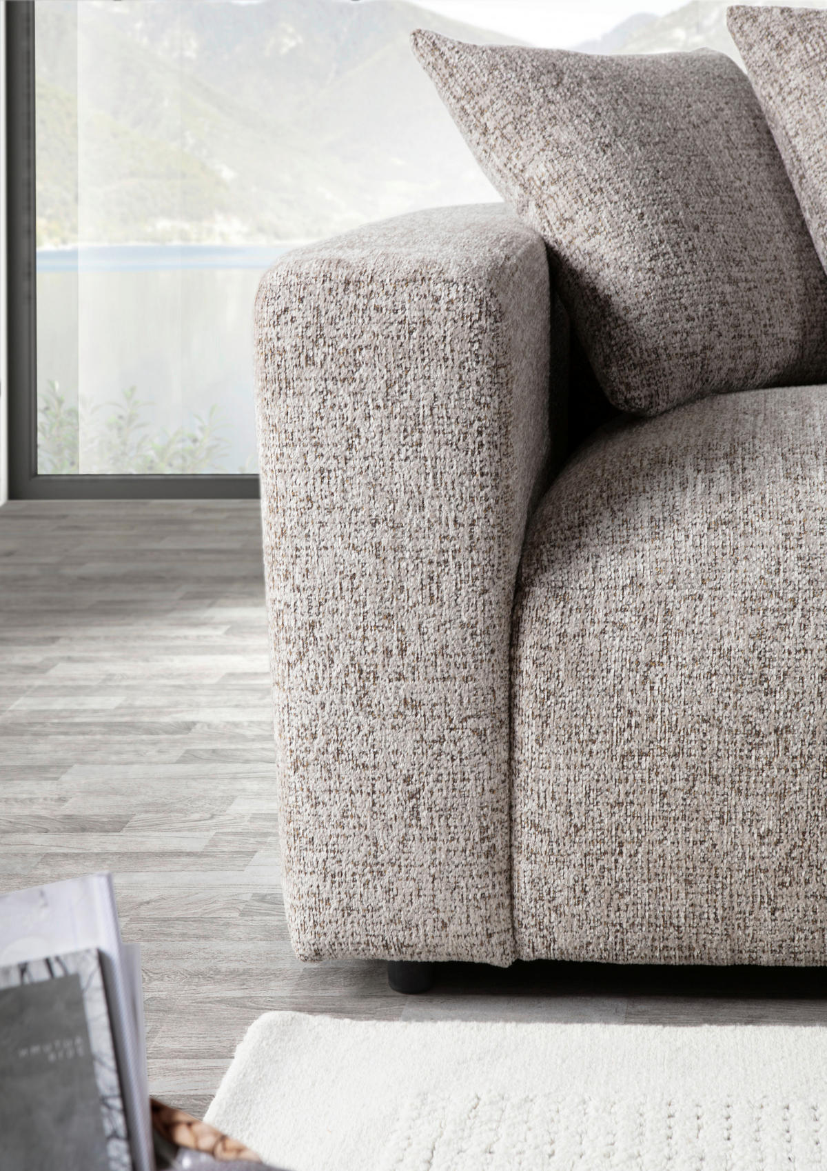 ECKSOFA Braun Chenille  - Creme/Schwarz, MODERN, Kunststoff/Textil (231/178cm) - Carryhome